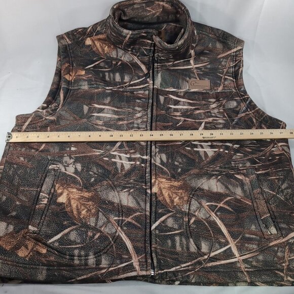 Ducks Unlimited Canada Mens XXL Camo Fleece Hunting Vest Zip Green Brown 120F096 - Picture 10 of 14